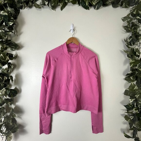 Lululemon Athletic Rest Less Cropped 1/2 Zip Pullover Pink Women’s Size 10 - Picture 1 of 9